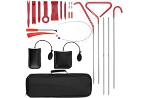 lesolar 24pcs Car Tool Kit for Vehicles, Professional Car Emergency Repair Kit, Including Trim Removal Tool, Long Reach Grabber, J-Hook, Air Wedge Bag, Storage Bag for Cars Doors Windows Countertops