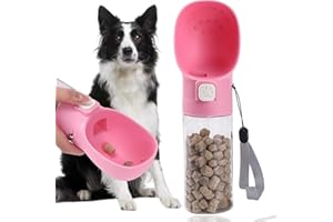 Colorday Handheld Dog Feeder Treat Dispenser with Built-in Clicker & Treat Pouch. for Training Walking Hiking Traveling. (10 OZ, Pink)