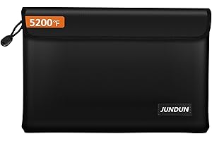 JUNDUN Porte-documents ignifuge (27 x 17 cm, 5200 °F), 8 couches, imperméable et ignifuge, sac de rangement ignifuge avec fermeture éclair pour argent, passeport, cartes bancaires