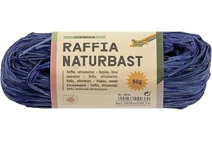 folia 9036 - Rafia Naturale ultramarina, 1 Mazzo da 50 g, Filo di Paglia Naturale, Ideale per Fai da Te, Decorazioni o composizioni, mazzi e Altri lavori floristici