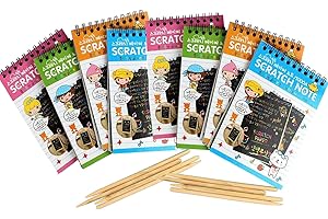 通用 Kaizuca 80 Pages 8 Pièces Dessin Gratter pour Enfants, Cartes à Gratter, Noir Papier Gratter, avec Stylo D'écriture en Bois, pour Les Enfants Doodles, Peintures de Bricolage, Cadeaux Parfaits