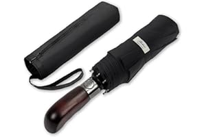 Balios Folding Umbrella Real Wood Handle Auto Open Close Vented Canopy