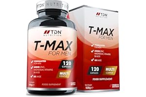 TDN T-MAX for Men - 120 T-Booster Capsules - UK Formulated Premium Supplement - Ingredients Contribute to Normal Testosterone Levels & Reduction in Fatigue - Multi-Complex Formula