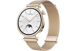 GIOPUEY Pasek kompatybilny z Huawei Watch GT 4/5 41 mm/5 Pro 42 mm, pleciona stal nierdzewna, odporny na zużycie, złoty