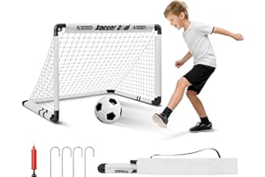 Football Goal: KETIEE Portable Foldable Kids Football Goals, Football Net with Mini Football, Ground Pegs and Carry Bag, Training Equipment for Garden Indoor Outdoor