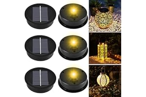 Joycabin Lot de 6 lampes solaires de rechange - 8 cm - Avec LED blanc chaud - Couvercle solaire - Étanche IP65 - Panneau de rechange pour lampes solaires - Lanterne - Couvercle de jardin