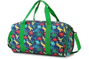 RAVUO Sac de Voyage Garçons,Grande Capacité Sac de Sport Enfant Mignon Travel Bag Sac Weekend Sac Bagage avec Compartiment À Chaussures Et Espace De Poche Dinosaure