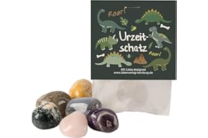 IDEENVERLAG-HAMBURG 10x "Dinosaurier" Glückssteine für Kinder / Glücksbringer Stein "Urzeit Steine" als Mitgebsel Kindergeburtstag Dino / Glücksbringer Kinder / Dino Geburtstag Mitgebsel Kinder / Dinosaurier give-aways