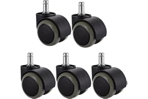 PChero 5 Confezioni Ruote Sedie da Ufficio per Parquet, Universale Standard 11mm x 22mm (7/16" X 7/8"), Supportando Fino a 250kg