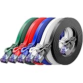 deleyCON 0.5m Flat CAT7 Network Cable 10 Gbit/s, 5 Units - Multicolor | 50cm Short RJ45 Ethernet Patch Cable Flat Gigabit LAN