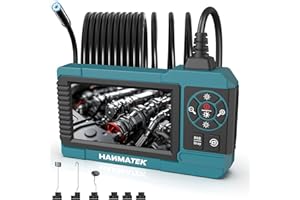 HANMATEK Industrial Endoscope, 4.3-Inch TFT Screen, 16.5ft Flexible Cable, IP67 Waterproof, 8mm Camera with Adjustable LED Lights, USB-C Charging, 4 Hours Battery Life, 180° Rotating Display IE01