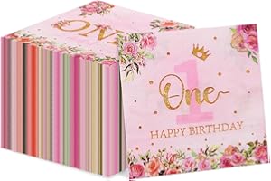 QUERICKY 100pcs Floral 1st Birthday Napkins Floral Miss Onederful Party Paper Luncheon Napkins Set for Girls First Birthday Party Decorations Little Miss Onederful 1st Birthday Supplies