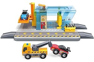 Hape Stazione autolavaggio e Officina, Lava e ripara Le Auto, Giocattolo interattivo per Bambini