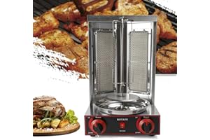 DIFU Kebab Macchina Griglia 3000W 2 Bruciatori per Barbecue a Gas, Grill Verticale