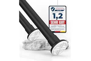 MEISENBERG Gardinenstange ohne Bohren - Matt Schwarz, Ø 25 mm - Teleskopstange Vorhang - Duschstange zum Klemmen - Spannstange für Gardinen, Bäder und Balkon (70-120cm)