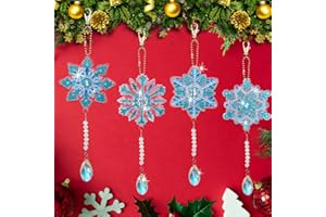 ‎STARNEARBY Starnearby 5D Diamond Painting Sonnenfänger Kristall DIY Diamant Painting Home Decor | Geschenk | Fensterdeko Regenbogen (4 Stück Weihnachtsschneeflocken)