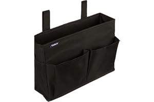 Surblue Caddy Hanging Organizer Bedside Storage Bag for Bunk and Hospital Beds, Black, Small