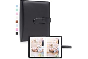 AMIMY Photo Album 4x6 Photos - 68 Pockets Small Mini Capacity Premium Vegan Leather Cover Book, Portable Wallet Photo Album for Boys Girls Birthday Wedding (Black)