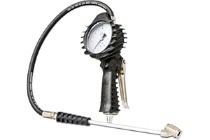 ABAC Gonfleur Pneu PRO - Homologué CEE - Manomètre 80 mm - Connecteur Double Valve pour Camions et Autobus - Tuyau 1.5 m - Usage Professionnel - Poids : 0.86 kg