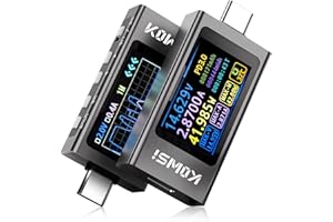 Diymore Probador USB,Medidor de Potencia USB Voltímetro de Corriente,Detector de Capacidad de Potencia,Instrumento de Prueba USB Multifunción con Medición de Curva y Medición de Ondulación