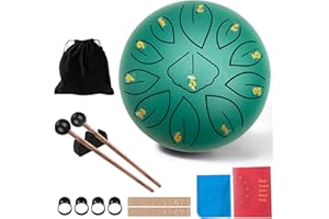 TAECHALINGO Tambor de Lluvia Chakra - 11/8 Notas, 6 Pulgadas, Lengüeta de Acero, Handpan, Hendidura, Percusión Instrumentos (11-Ton 6-Zoll)