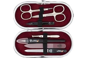 Juego de manicura Drei Schwerter exclusivo, de 5 unidades, para la pedicura, con funda, fabricado en Solingen (520203)