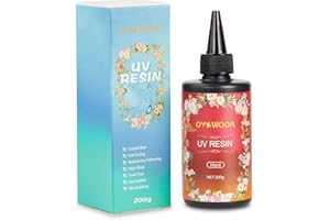 SCULOKIC Resina UV Trasparente, 200g Colla UV Dura Epossidica Resina Per Gioielli, Colla Resina Cristallina Polimerizzazione a Ultravioletti per Stampi, Decorazioni, Stampo in Resina Fai-da-te