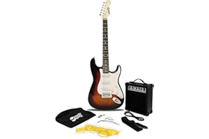 RockJam Full Size Electric Guitar Kit with 10-Watt Guitar Amp, Lessons, Strap, Gig Bag, Picks, Whammy, Lead and Spare Strings - SunBurst