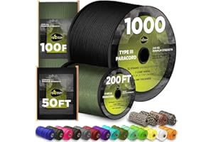 TECEUM Paracorde Type III 550 Noir - 30,5 m - 4 mm - Corde tactique MIL-SPEC - Corde para d'extérieur - Équipement et équipement EDC - Corde de survie robuste 016