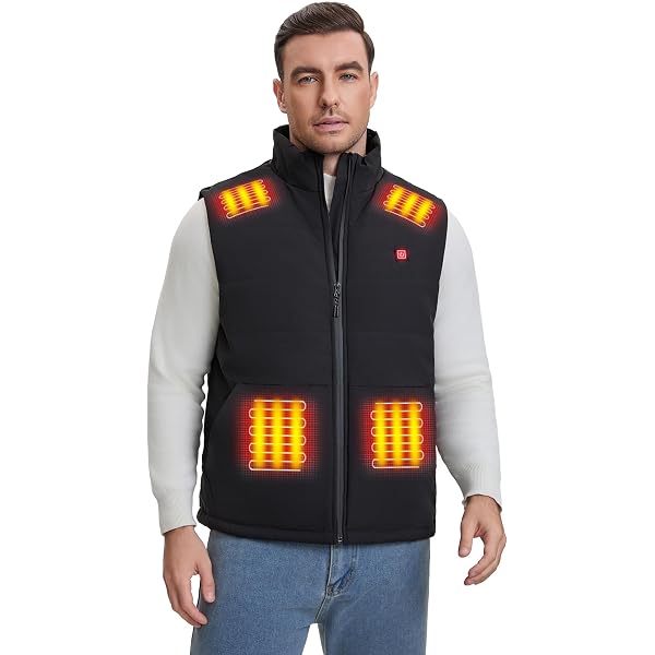 Gilet Chauffant électrique Homme/femme - 9 Zones Chauffantes, 3 Températures, Taille Ajustable - Lavable, Avec Poche Batterie (batterie Non Incluse)
