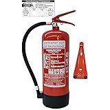 Brandengel Feuerlöscher 6kg ABC Pulver mit Manometer EN 3, Wandhalter, Messingarmatur Sicherheitsventil, Kunststoffstandfuß, 