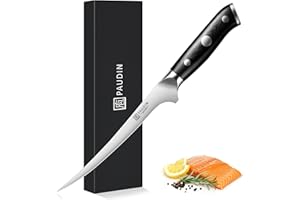 PAUDIN coltello per filettare pesce 18 cm in acciaio inossidabile tedesco 1.4116, coltello da cucina professionale filettare pesce e coltelli ultra affilati con manico ergonomico G10