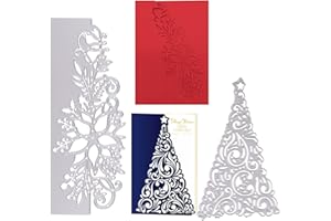 FLOFIA Fustelle Natalizie Natale Fustelle Albero di Natale Merletto Fiore Natalizio Stencil Cutting Dies Natalizie per Cartolina d’Auguri Scrapbooking Creazione Fai da Te Natale (2 Set)