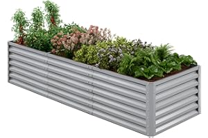 Amopatio Orto Rialzato in Acciaio Zincato per Giardino Esterno, Fioriera da Esterno 1300L, Ortaggi, Erbe e Fiori, Cassone Orto Grande, 240x90x60 cm, Nero