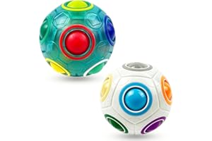EACHHAHA Boule Magique Arc-en-Ciel Lot de 2 Puzzle 3D Ballon de Football Remplissage de Bas de Noël,Jeux de Divertissement pour Enfants et Jouets de décompression pour Adultes (Blanc + Bleu)