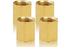 TOOLKNIGHT 4 Stücke Messing Muffe, 3/8 Zoll Innengewinde Muffe, G3/8" IG Verbindungsstück, DN10 Doppelmuffe Anschlussnippel, Gewinde Messing Sechskant Kupplungsverbinder, für Rohranschluss für Wasser,Luft,Öl