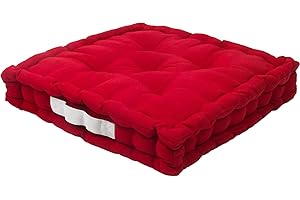Alphadeco Sitzkissen Uni 40x40x6cm aus 100% Baumwolle - mehrere Farben - Stuhlkissen Sitzkissen Sitzauflage Eckbank (Dunkles Rot)