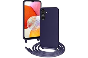 FERLAN Silikon Handykette für Samsung Galaxy A14 5G Hülle mit Band,Stylische Verstellbarer Halskette Handyhülle,Necklace Hülle mit Band,Handyhülle für zum Umhängen,Dunkelblau