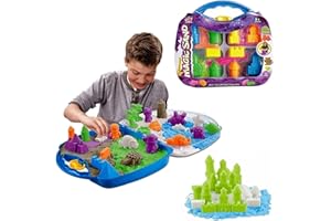 Coo11 Magic Sand 1 Kg Packet Sand Toys and Games Amazing Indoor Play 10 Pcs Accessories Shape Molds Fun Gift Toy for Boys Girls Children with Carry Case