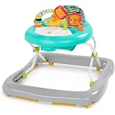 Bright Starts Zig Zag Zebra Foldable Baby Walker, First Steps, Detachable Toy Station Lights and Melodies, High