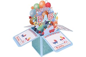 PENITUE Biglietto Auguri Baby Shower per Bambini, Divertente Biglietto di Auguri Pop-Up con Busta Congratulazioni Neonati Decorazione per Neogenitori