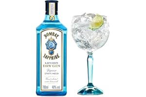 Bombay Sapphire Gin Coffret Cadeau, 40% vol., 70 cl/700 ml, avec du Bombay Sapphire Premium Distilled London Dry Gin, et un Verre Ballon Bombay Sapphire