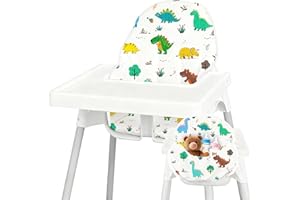 Lomgwumy For IKEA High Chair Cushion, For Antilop Cushion, With Chair Bag, For IKEA Antilop Highchair, Cotton Non-Slip, Soft, Baby Sitting More Comfortable (Cartoon Dinosaur Pattern)