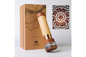 MORLENSCOPE Growth Rings Wooden Kaleidoscope Full Visual,6.5" Handmade Brass Rotatable Oil-Filled Core Box Nature Artwork,Vintage Gift Box,Anniversary Birthday Christmas Thanks Giving New Year Present Gift
