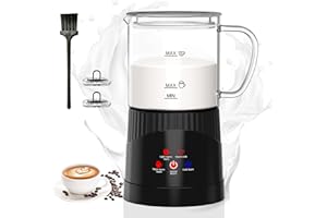 OMISOON 4 in 1 Milchaufschäumer Elektrisch 400ML, Automatischer Milchschäumer Induktion 500W, Automatische Abschaltung, für Warmer und kalter Milchschaum, Latte macchiato, Cappuccino, Schwarz
