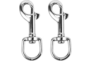QWORK® Stainless Steel Trigger Clips Clasp with Swivel Joints for Dog Leads Keyring Carabiner, 2 Pack