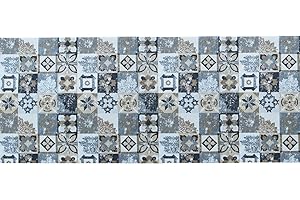 IL GRUPPONE PASSIONE CASA IlGruppone Tappeto passatoia Fantasia Maiolica Nera Antiscivolo Lavabile Varie Misure - Maiolica Nera - 50x250 cm