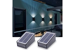 Fosingut Applique da Esterno Solare 2 Pezzi,CCT Luci da Esterno Giardino Solari Su Giù Regolabile Design,Impermeabile IP65 Lampada da Parete a Energia Solare per Recinzione,Patio,Corridoio,Percorso