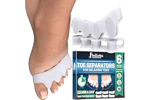 Ballotte Premium Toe Spacers (White 6 Pack) | Toe Separators for Feet - Toe Spreader & Foot Stretcher | Big Toe Straightener, Bunion Corrector, and Hammer Toe Corrector for Men and Women