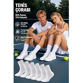 5 &Ccedil;ift Pamuklu KUTULU Tenis &Ccedil;orap Soket Boy - Unisex, Pamuklu Renkli &Ccedil;izgili Fitilli Kolej Spor Nefes Alabilir Atletik Perfor